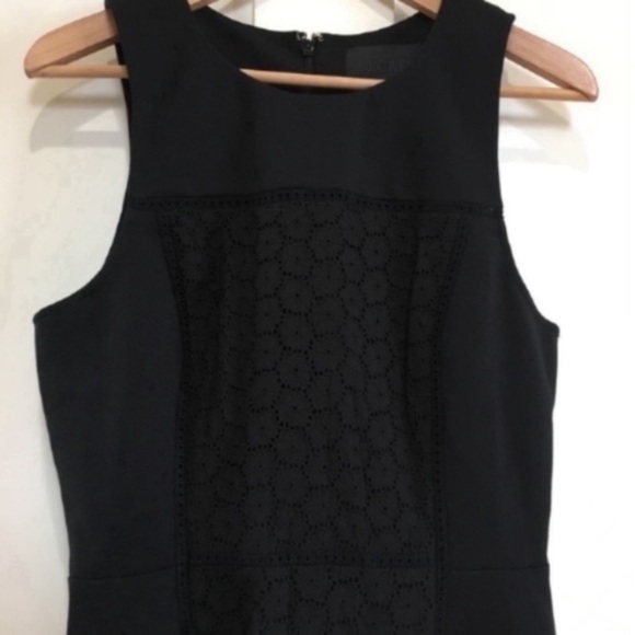 J crew Eyelet black flounce Dress NEW size 6 tall business casual - Picture 1 of 4
